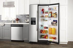 36-inch Wide Side-by-Side Refrigerator with Dual Pad External Ice and Water Dispenser - 25 Cu. Ft. #stainless