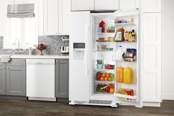 36-inch Wide Side-by-Side Refrigerator with Dual Pad External Ice and Water Dispenser - 25 Cu. Ft. #white