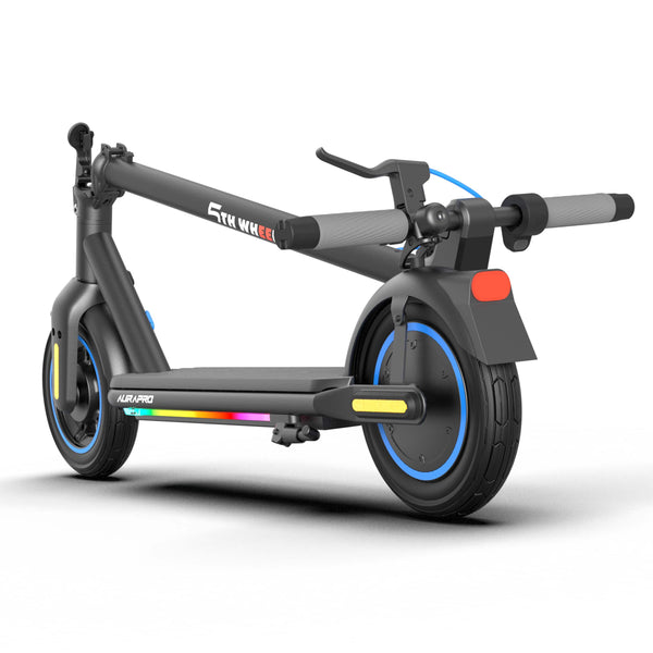 5th Wheel - AURAPRO Foldable Electric Scooter w/ 20 mi Max Range and 20 mph Max Speed - Black