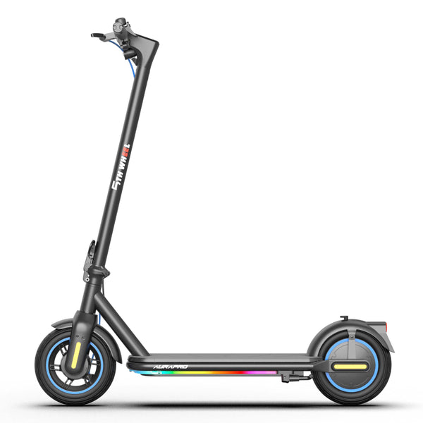 5th Wheel - AURAPRO Foldable Electric Scooter w/ 20 mi Max Range and 20 mph Max Speed - Black