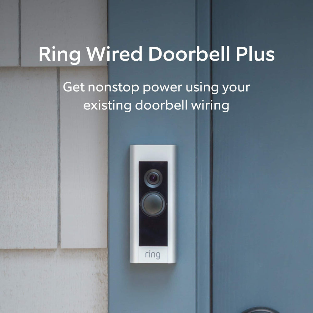 Ring - Wired Doorbell Plus Smart Wi-Fi Video Doorbell - Satin Nickel