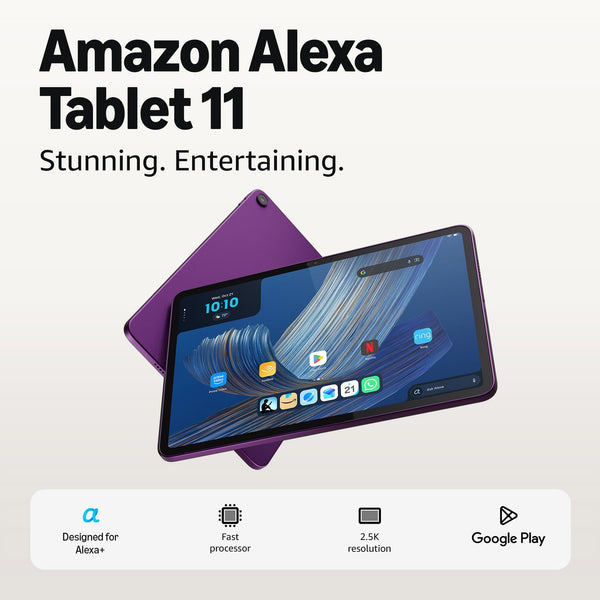 Amazon - Alexa Tablet 11 (All-new), 8GB RAM, 64GB, 11″ stunning 2.5K display, All-day battery, Designed for Alexa+ - Amethyst