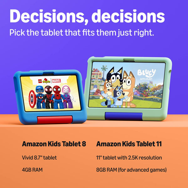 Amazon - Kids Tablet 11 (all-new) ages 3+, 11" 2.5K display, 8GB, includes 1-year Kids+ subscription, parental controls - Cool Green