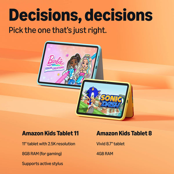 Amazon - Kids Tablet 11 (all-new) ages 6+, 11" 2.5K display, 8GB, includes 1-year Kids+ subscription, parental controls - SpongeBob and Patrick