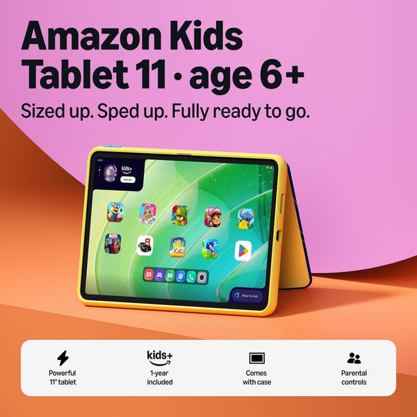 Amazon - Kids Tablet 11 (all-new) ages 6+, 11" 2.5K display, 8GB, includes 1-year Kids+ subscription, parental controls - SpongeBob and Patrick