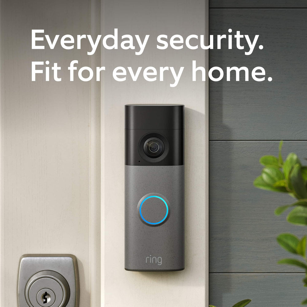 Ring - Battery Doorbell (newest model) Retinal 2K with wide-angle video, up to 6x Zoom, Two-Way Talk, and Built-In Battery - Speckled Grey