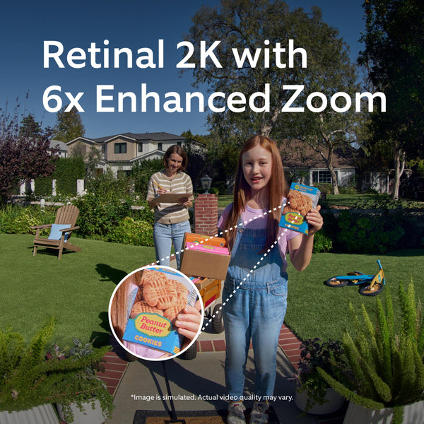 Ring - Battery Doorbell (newest model) Retinal 2K with wide-angle video, up to 6x Zoom, Two-Way Talk, and Built-In Battery - Speckled Grey
