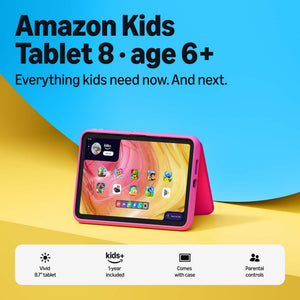 Amazon - Kids Tablet 8 (all-new) ages 6+, 8.7" display, includes 1-year Kids+ content subscription, parental controls - Barbie Club 59
