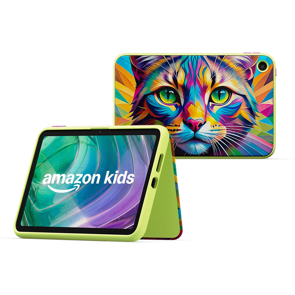 Amazon - Kids Tablet 8 (all-new) ages 6+, 8.7" display, includes 1-year Kids+ content subscription, parental controls - Rainbow Cat
