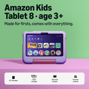 Amazon - Kids Tablet 8 (all-new) ages 3+, 8.7" display, includes 1-year Kids+ content subscription, parental controls - Mystic Mountains