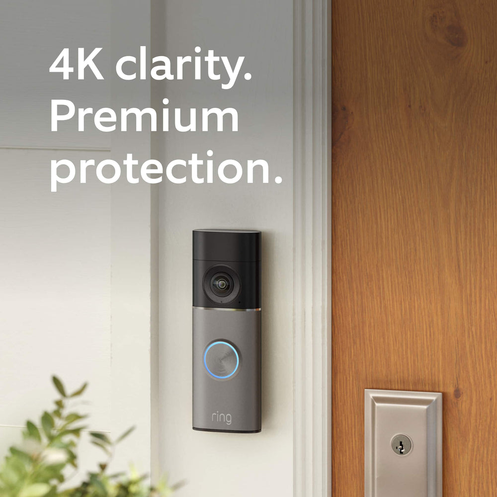 Ring - Battery Doorbell Pro (newest model) Retinal 4K with wide-angle video, up to 10x Zoom, Night Vision, and Ultra Battery Pk - Deep Silver