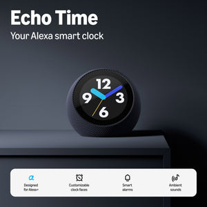 Amazon - Echo Time (all-new), Customizable smart clock, Smart alarms, Ambient sounds, Smart home hub, Designed for Alexa+ - Graphite