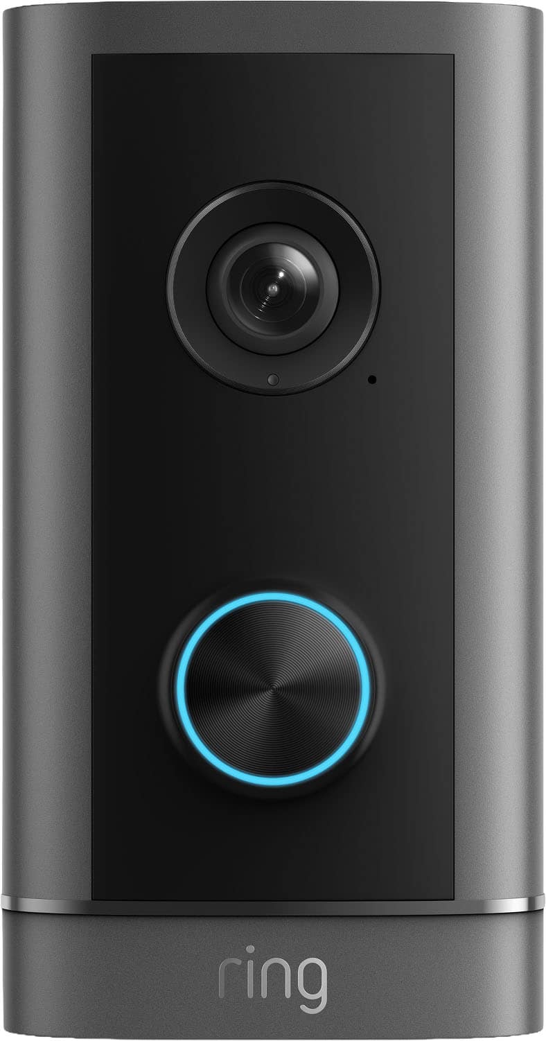 Ring - Wired Doorbell Elite 4K, Power over Ethernet, Retinal 4K, Remote Gate Access, 10x Zoom, Night Vision in Low-Light - Deep Silver