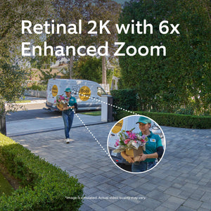 Ring - Outdoor Cam 2K, Battery - Wide-Angle Retinal 2K Video, 6x Enhanced Zoom, Night Vision - Black