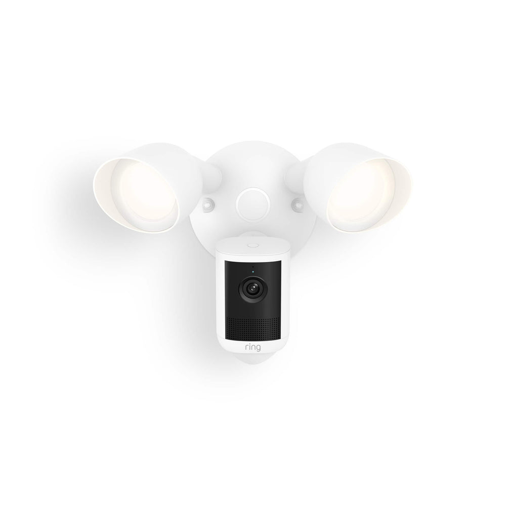 Ring - Floodlight Cam, Wired (newest model), Wide-Angle Retinal 2K Video, 6x Enhanced Zoom, Ultra-Bright Floodlights - White