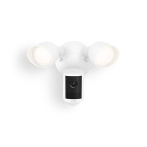 Ring - Floodlight Cam, Wired (newest model), Wide-Angle Retinal 2K Video, 6x Enhanced Zoom, Ultra-Bright Floodlights - White