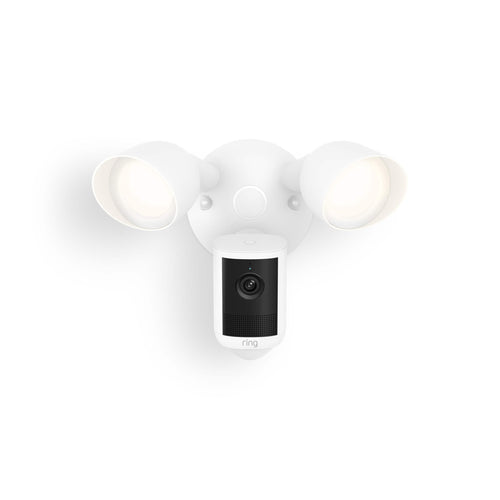 Ring - Floodlight Cam, Wired (newest model), Wide-Angle Retinal 2K Video, 6x Enhanced Zoom, Ultra-Bright Floodlights - White