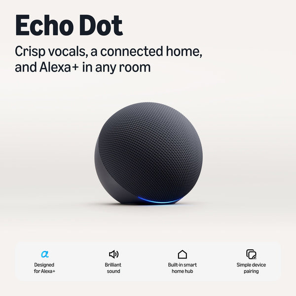 Amazon - Echo Dot (newest model), Compact smart speaker with brilliant sound and smart home hub, Designed for Alexa+ - Graphite