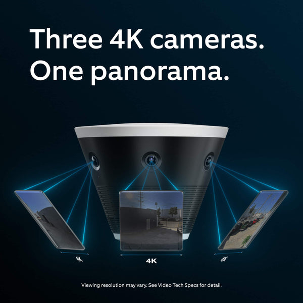 Ring - Elite 180 — Three Retinal 4K Smart Cameras, 180° View, Built for Business, Panorama Control, Plug-In and PoE - Black