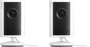 Ring - Indoor Cam Plus, Plug-In, Retinal 2K for enhanced video quality, 6x Zoom, Night Vision for color night vision, 2pk - White