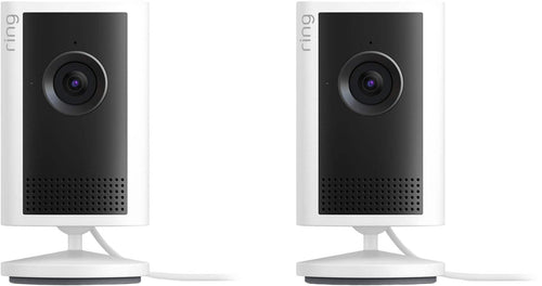 Ring - Indoor Cam Plus, Plug-In, Retinal 2K for enhanced video quality, 6x Zoom, Night Vision for color night vision, 2pk - White