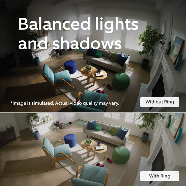 Ring - Indoor Cam Plus, Plug-In, Retinal 2K for enhanced video quality, 6x Zoom, Night Vision for color night vision, 2pk - White