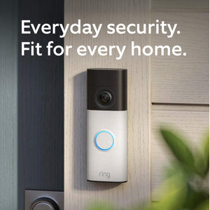 Ring - Battery Doorbell (newest model) Retinal 2K with wide-angle video, up to 6x Zoom, Two-Way Talk, and Built-In Battery - Speckled White