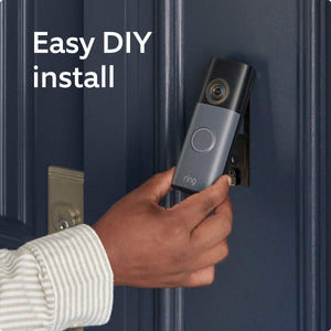 Ring - Battery Doorbell (newest model) Retinal 2K with wide-angle video, up to 6x Zoom, Two-Way Talk, and Built-In Battery - Speckled White