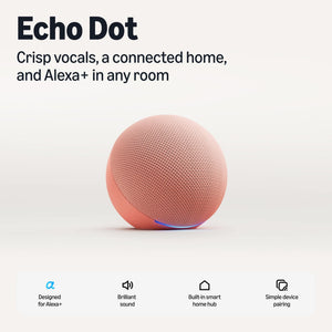 Amazon - Echo Dot (newest model), Compact smart speaker with brilliant sound and smart home hub, Designed for Alexa+ - Coral Pink