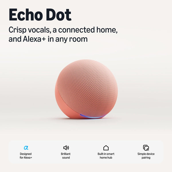 Amazon - Echo Dot (newest model), Compact smart speaker with brilliant sound and smart home hub, Designed for Alexa+ - Coral Pink