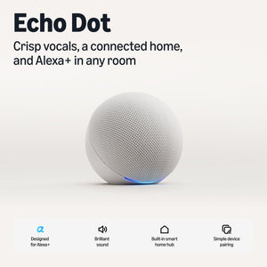 Amazon - Echo Dot (newest model), Compact smart speaker with brilliant sound and smart home hub, Designed for Alexa+ - Glacier White