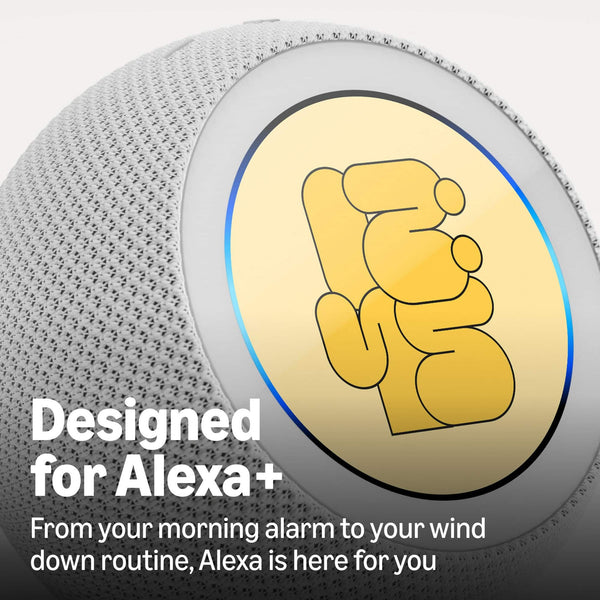 Amazon - Echo Time (all-new), Customizable smart clock, Smart alarms, Ambient sounds, Smart home hub, Designed for Alexa+ - Glacier White