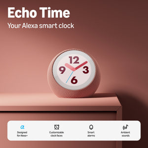 Amazon - Echo Time (all-new), Customizable smart clock, Smart alarms, Ambient sounds, Smart home hub, Designed for Alexa+ - Coral Pink