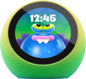 Amazon - Kids Echo Time, kid-tuned Alexa, customizable clock face, with 1 year of Kids+, parental controls, sleep support - Cosmic Lime