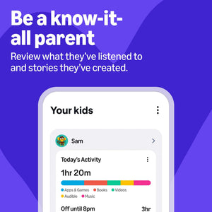 Amazon - Kids Echo Time, kid-tuned Alexa, customizable clock face, with 1 year of Kids+, parental controls, sleep support - Cosmic Lime
