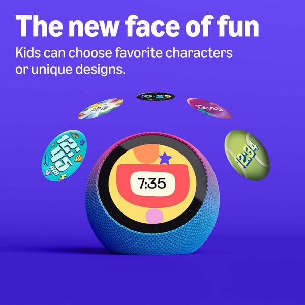 Amazon - Kids Echo Time, kid-tuned Alexa, customizable clock face, with 1 year of Kids+, parental controls, sleep support - Cosmic Lime