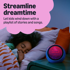 Amazon - Kids Echo Time, kid-tuned Alexa, customizable clock face, with 1 year of Kids+, parental controls, sleep support - Cosmic Lime