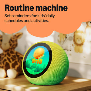 Amazon - Kids Echo Time, kid-tuned Alexa, customizable clock face, with 1 year of Kids+, parental controls, sleep support - Galactic Grape