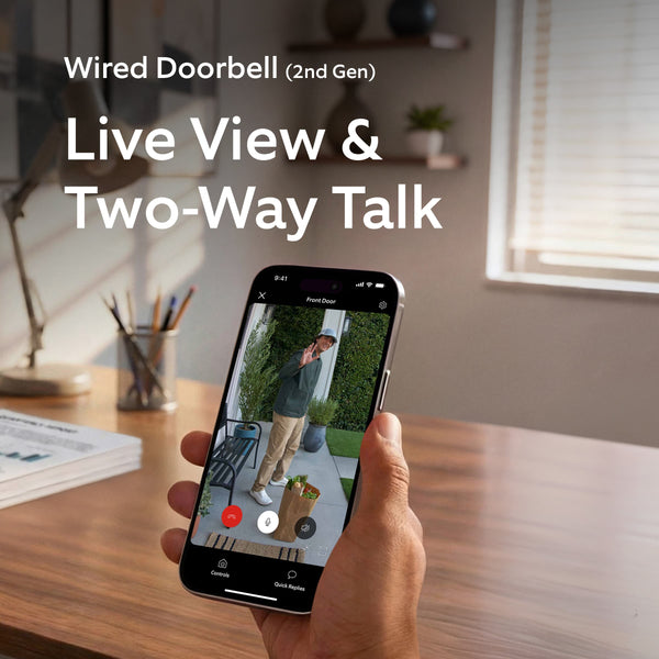 Ring - Wired Doorbell 2K (newest model), Speckled Gray + Chime (newest model) - Speckled Grey & White