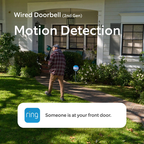 Ring - Wired Doorbell 2K (newest model), Speckled Gray + Chime (newest model) - Speckled Grey & White