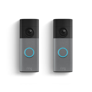 Ring - Battery Doorbell (2Pk) Retinal 2K with wide-angle video, up to 6x Zoom, Two-Way Talk, and Built-In Battery - Speckled Grey