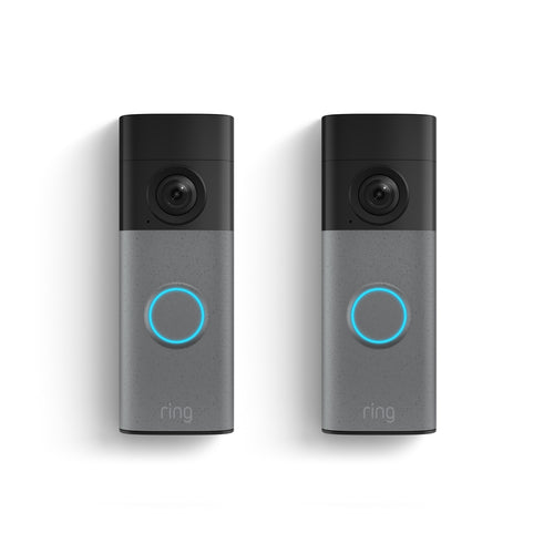 Ring - Battery Doorbell (2Pk) Retinal 2K with wide-angle video, up to 6x Zoom, Two-Way Talk, and Built-In Battery - Speckled Grey