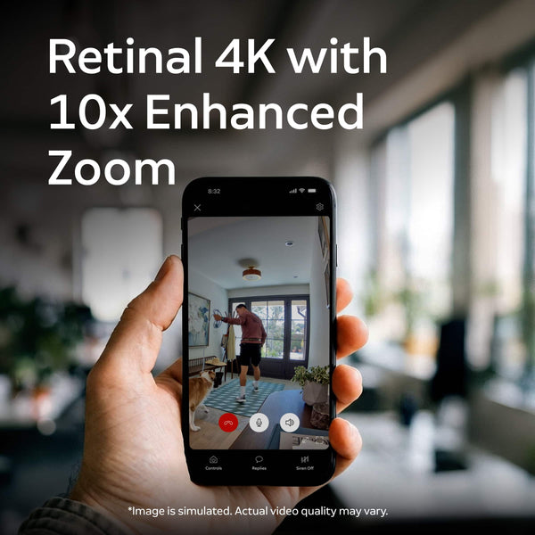 Ring - Indoor Cam Retinal 4K, Plug-In, Auto HDR, true-color Night Vision in low light, removable home or business security - White