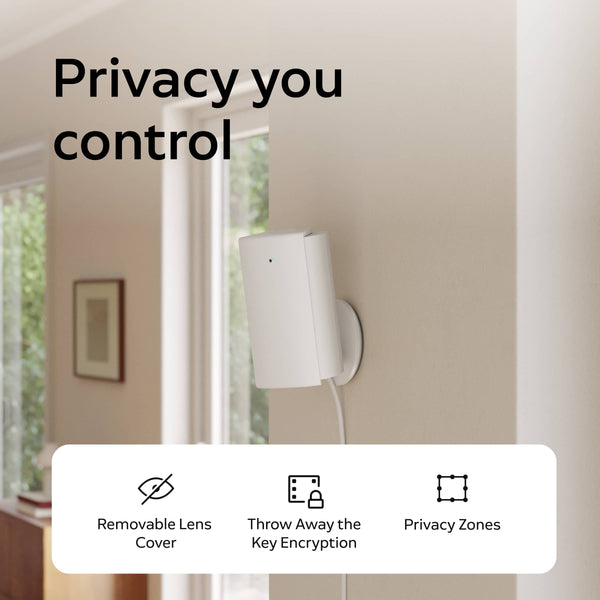 Ring - Indoor Cam Retinal 4K, Plug-In, Auto HDR, true-color Night Vision in low light, removable home or business security - White
