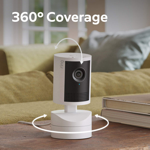 Ring - Pan-Tilt Indoor Cam 2K, Plug-In, 360° Coverage, Auto Tracking, Retinal 2K Video, 6x Zoom, home or business security - Black