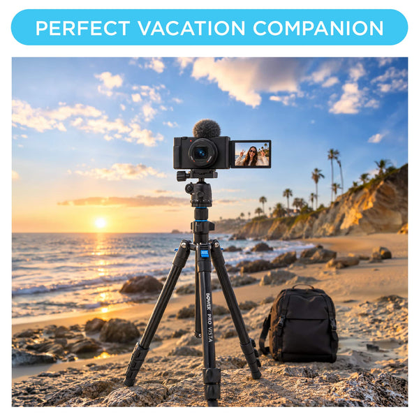 Bower - High Performance Pro Vista 65" Aluminum Tripod Compatible with DSLR’s & Mirrorless Cameras with 1/4-20 Mounting Thread
