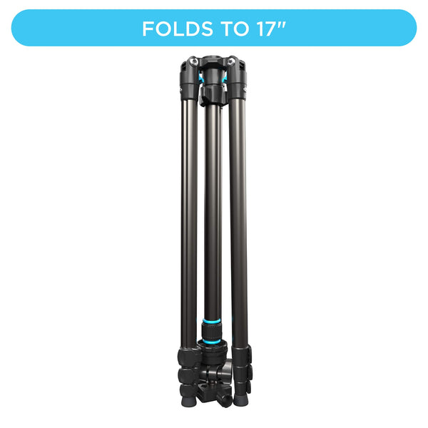 Bower - High Performance Pro Vista 65" Aluminum Tripod Compatible with DSLR’s & Mirrorless Cameras with 1/4-20 Mounting Thread
