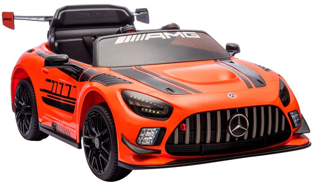 Hyper - Mercedes AMG GT3 12V Ride On - 3.5MPH Max Speed - Adult Remote Control - Front & Rear Lights - Horn - Safety Belt - Orange