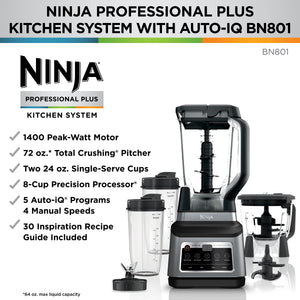 Ninja - Professional Plus Kitchen System with Auto-iQ & (2) 24oz Single-Serve Cups - Stainless Steel