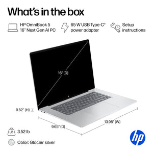 HP - OmniBook 5 - 16" 2K OLED Touch-Screen Laptop - Snapdragon X Plus (2024) - 16GB Memory - 1TB SSD - Copilot+ PC - Glacier Silver